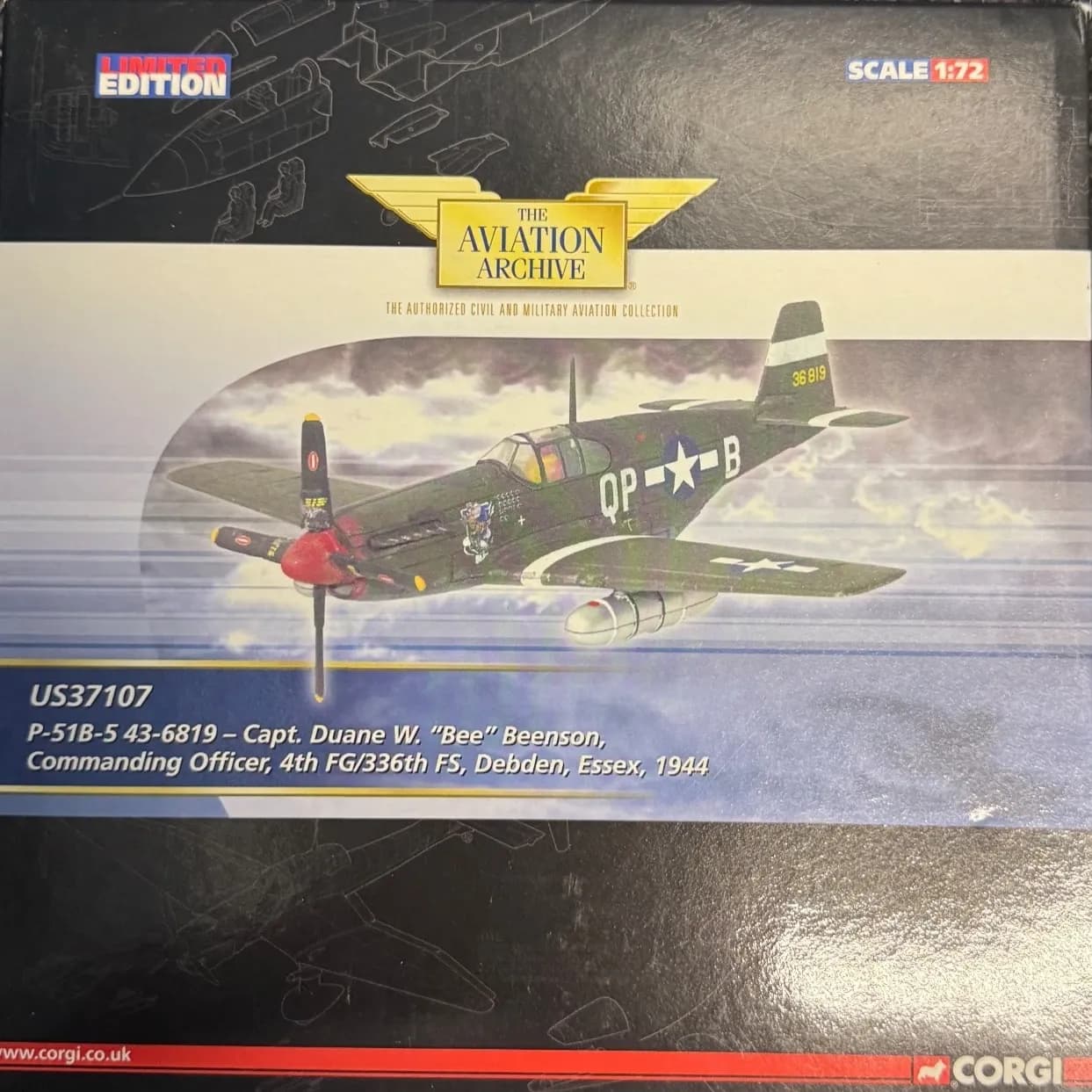 Corgi 1:72 P-51 Mustang Diecast United States Air Force US37107, photo 1